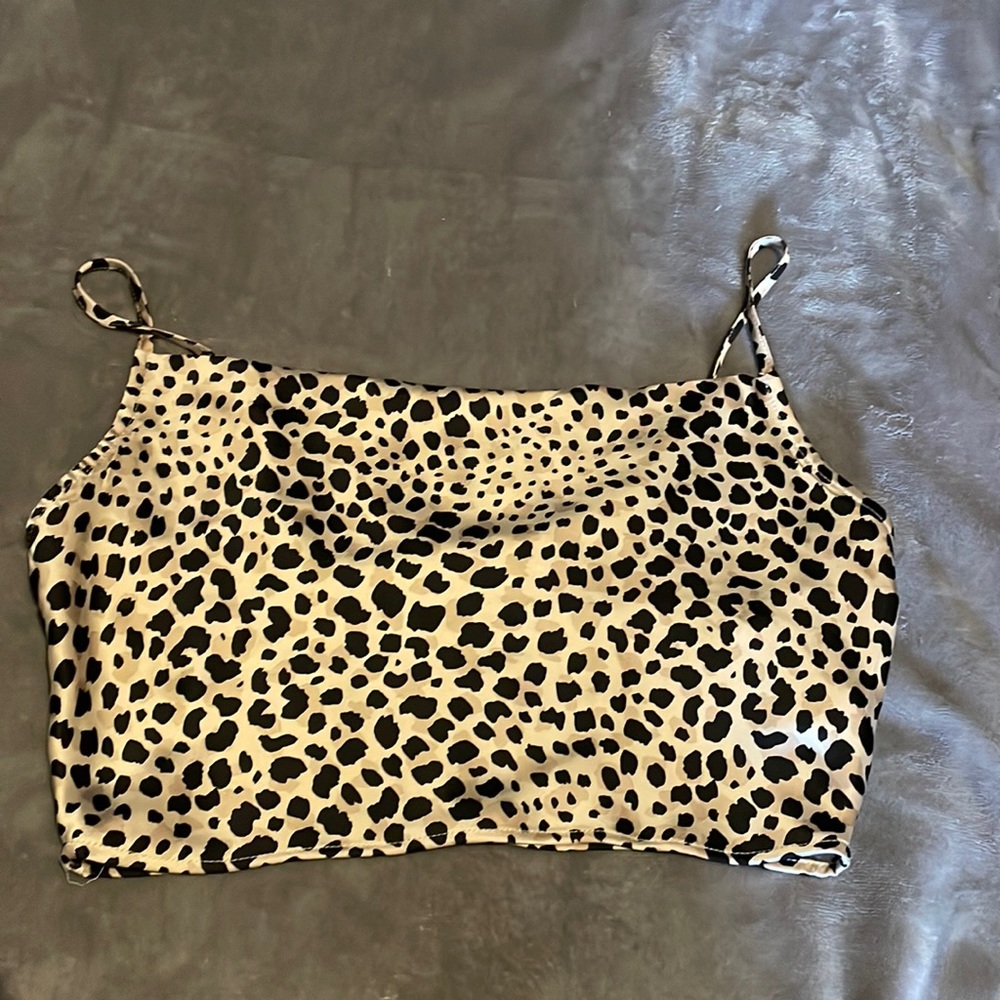 Forever 21, leopard print- silk like crop top